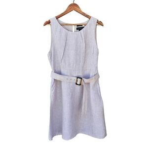 Tahari Linen Belted Dress Oatmeal Size 10